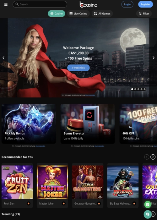 Gaming lobby slots selection BCasino